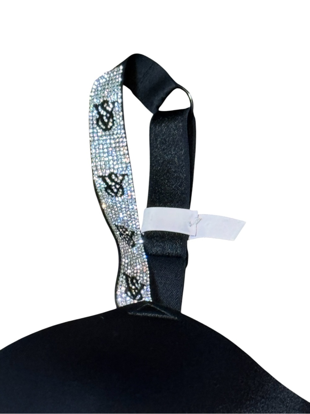 Victoria's Secret Very Sexy Black Push Up Bra Rhinestone Logo Straps Size 36G - Picture 3 of 8